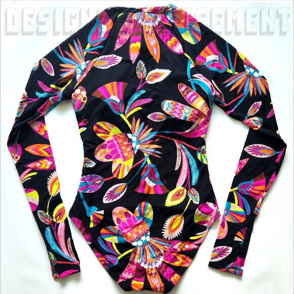 TRINA TURK long sleeve Luminary S rashguard Front Zip Paddle 1-pc Swimsuit NWT - Picture 6 of 8
